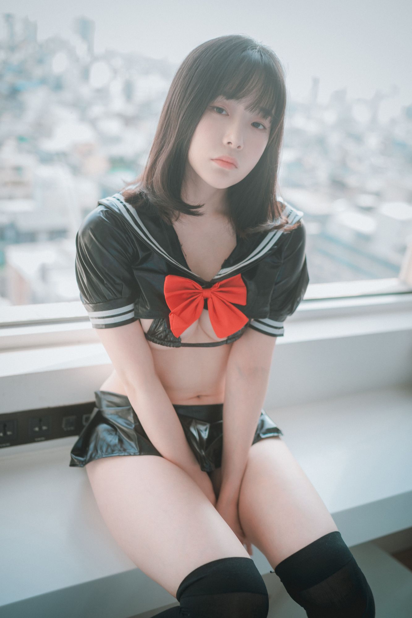 No.031-[DJAWA] Leather Black Schoolgirl – Bared ver [52P]-cos王者-用心收藏好每一套cos美图