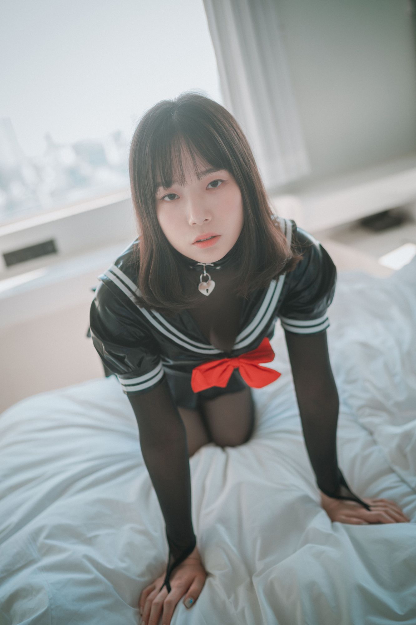 No.031-[DJAWA] Leather Black Schoolgirl – Veiled ver [51P]-cos王者-用心收藏好每一套cos美图